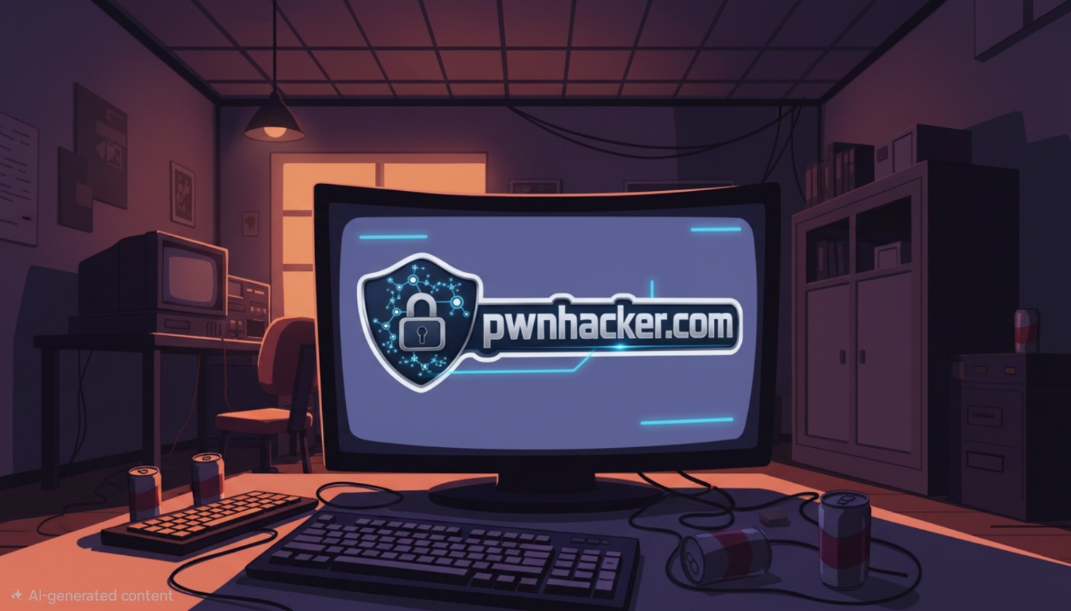 Illustrated pwnhacker.com cyber technology workstation